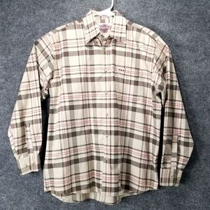 Larro Button Down Shirt Men's Casual long sleeve collared plaid M